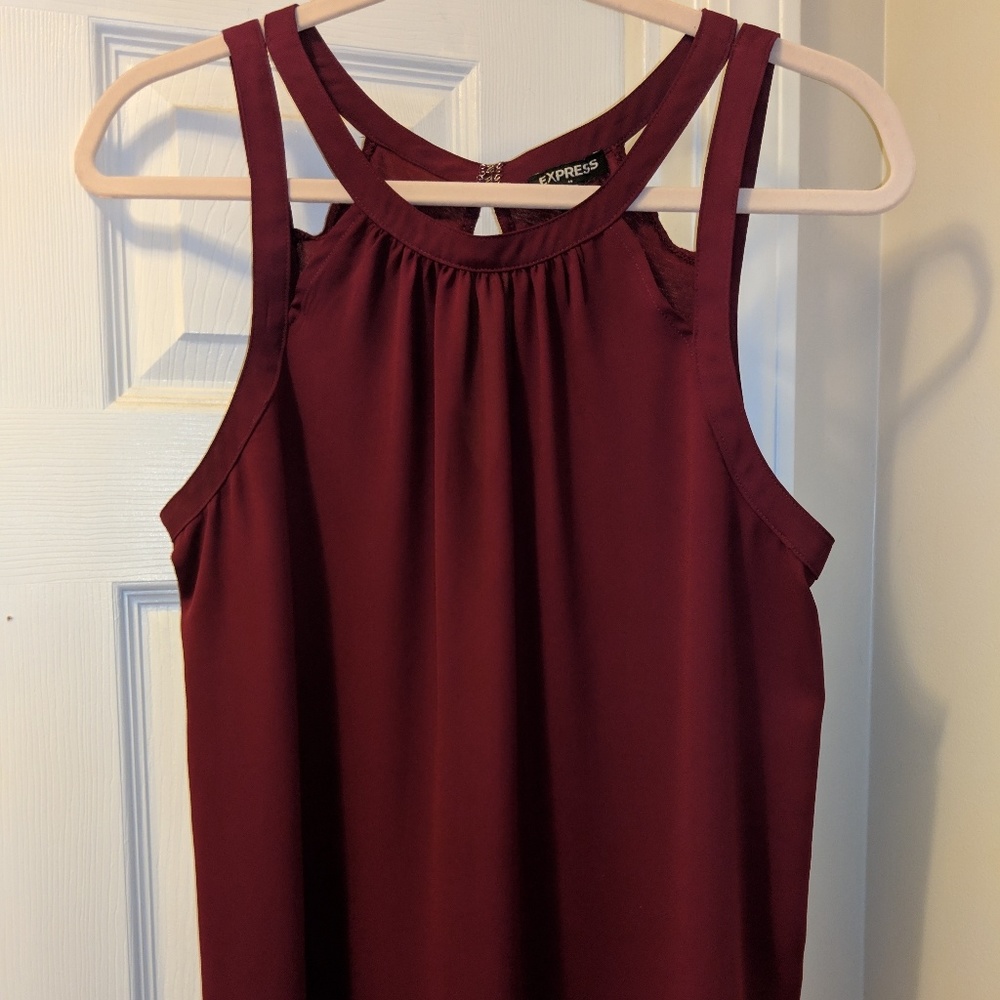 Sleeveless Maroon Blouse